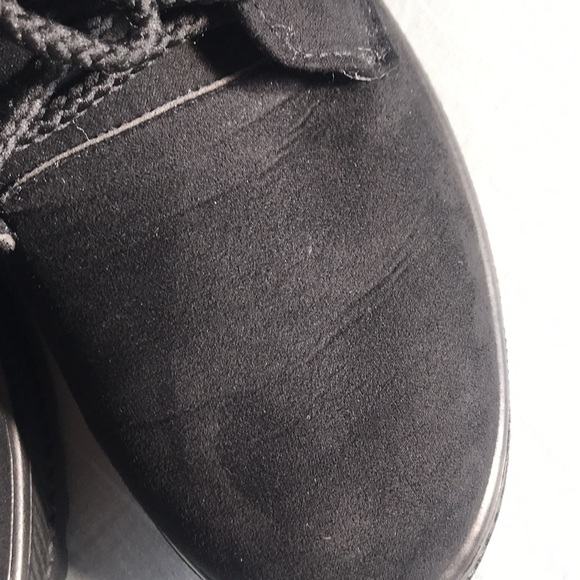 NWOT E03 black faux suede and white faux fur lace up combat boots size 42/10 - Picture 12 of 13